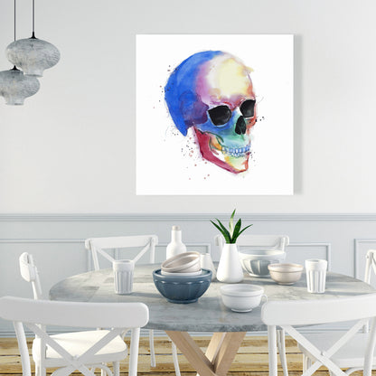 Watercolor Colorful Skull Canvas - Unique Bedroom Wall Art