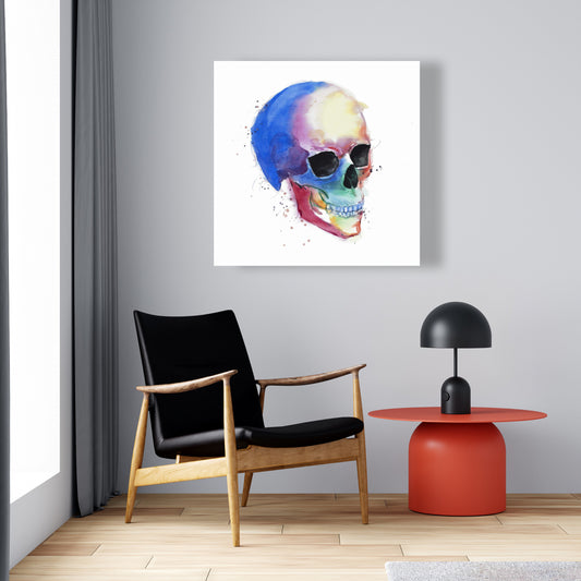 Watercolor Colorful Skull Canvas - Unique Bedroom Wall Art