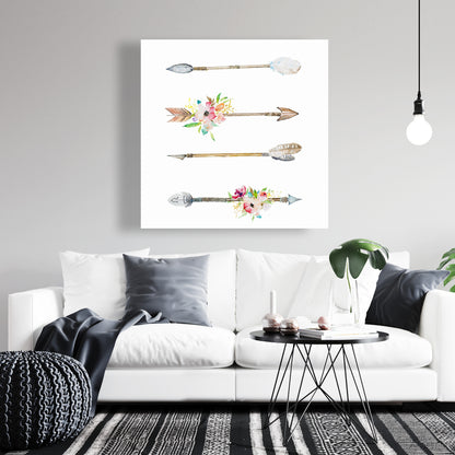Bohemian Floral Canvas - Flèches et fleurs Home Decor Art