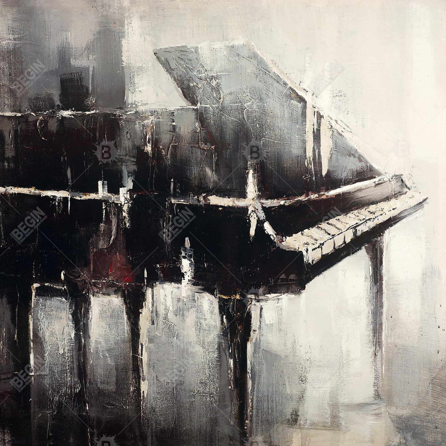 Toile de piano de style industriel - Décoration d'intérieur encadrée marron