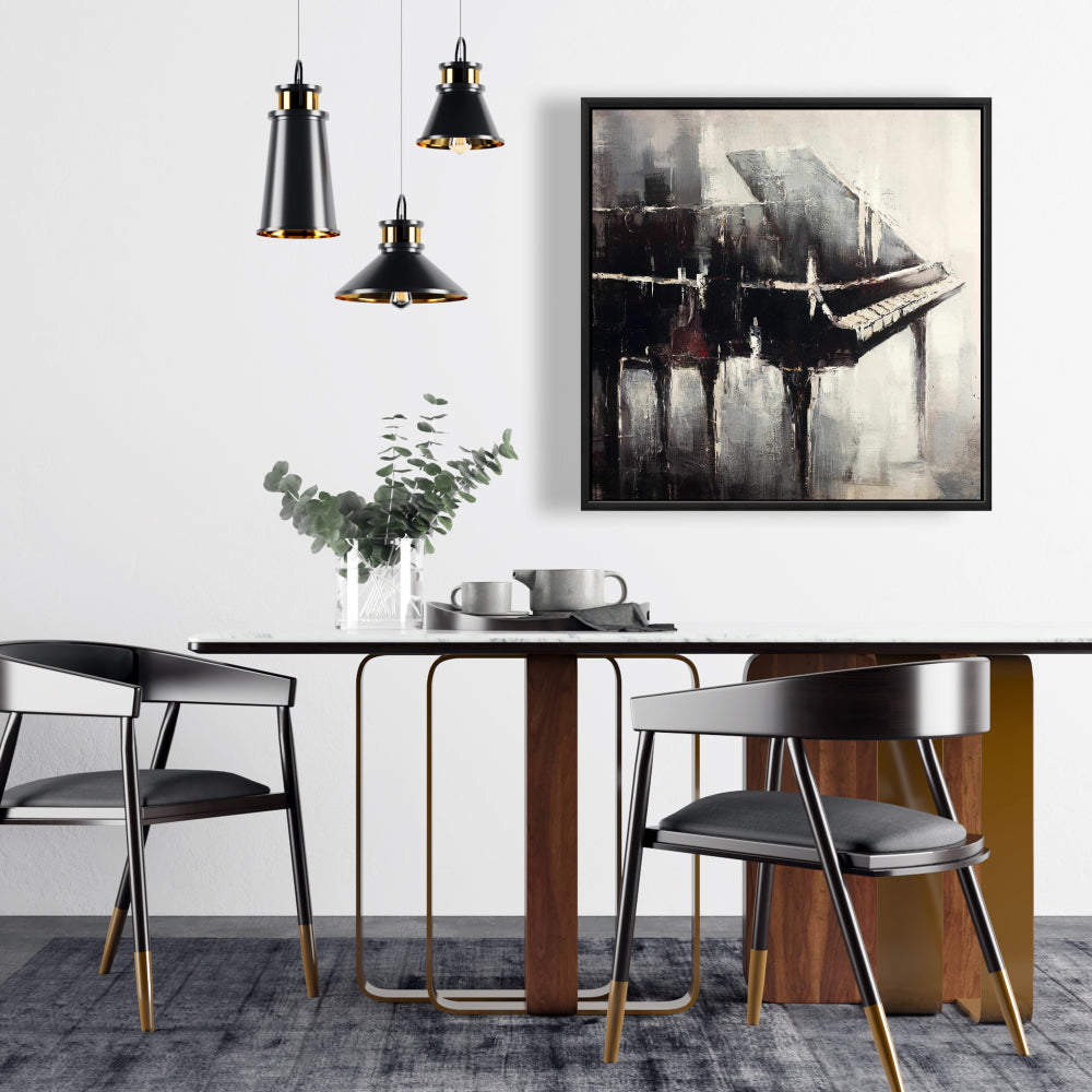 Toile de piano de style industriel - Décoration d'intérieur encadrée marron