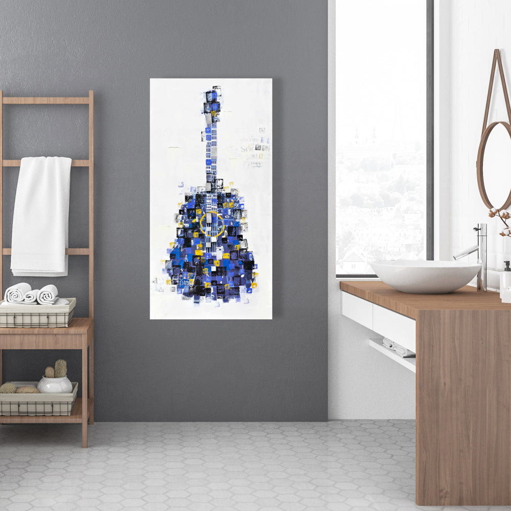 Abstract Guitar Canvas | Blue Art for Home Decor