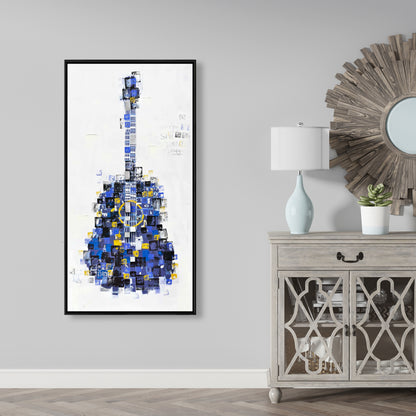 Toile abstraite avec guitare carrée – Décoration musicale pour chambre à coucher