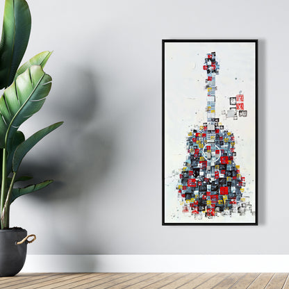 Toile de guitare géométrique abstraite | Décoration de chambre contemporaine