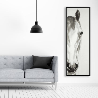 Toile minimaliste noire et blanche représentant un visage de cheval | Décoration d'animaux de la ferme