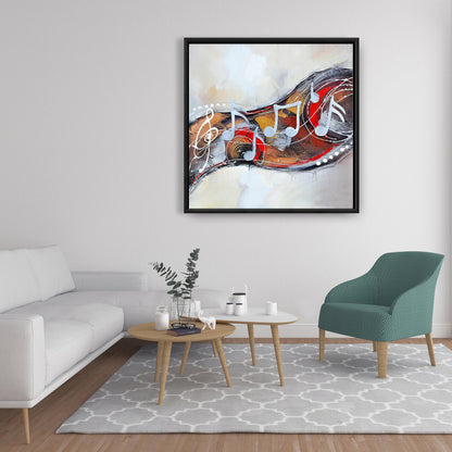 Toile « Sérénade abstraite » | Décoration murale encadrée musicale grise