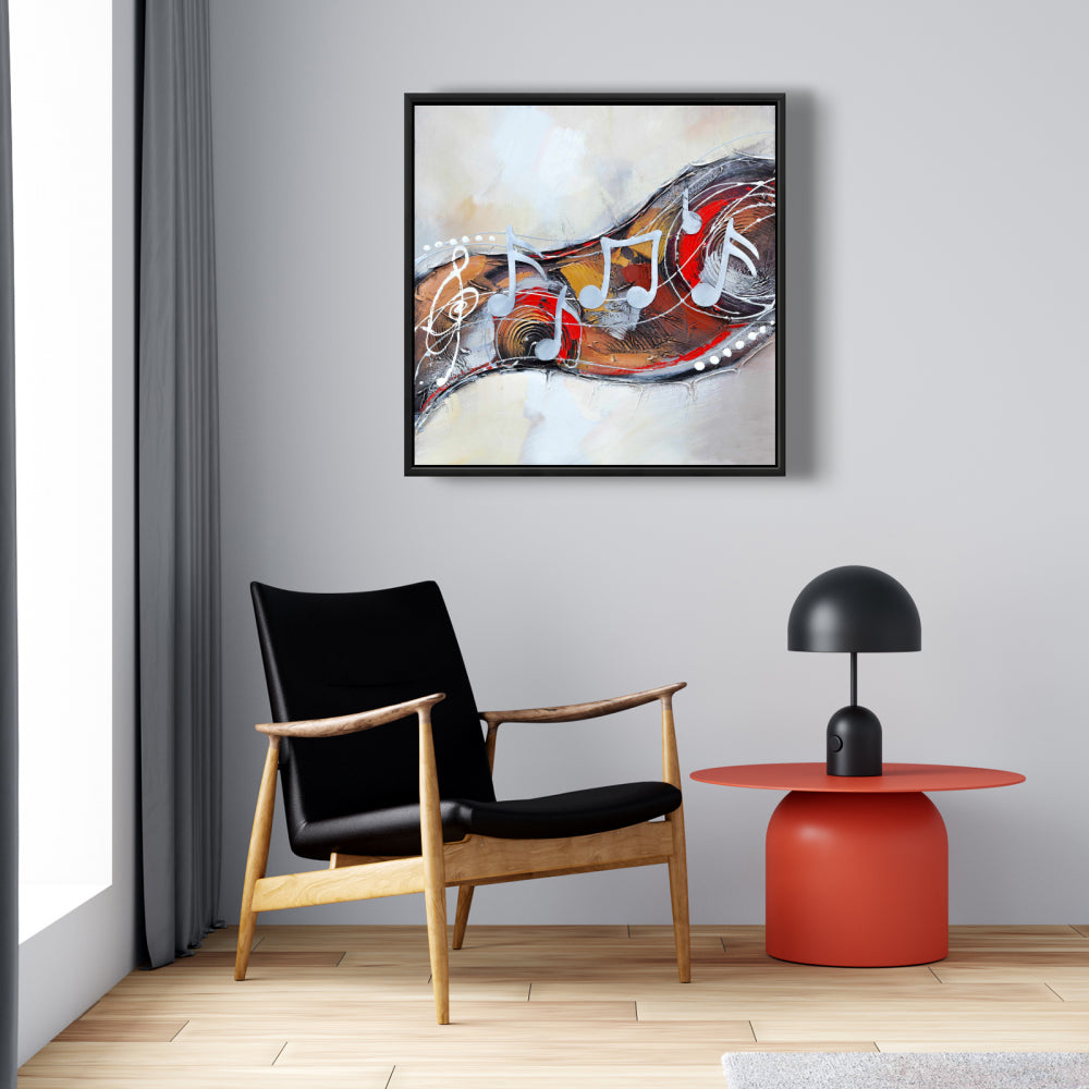 Toile « Sérénade abstraite » | Décoration murale encadrée musicale grise