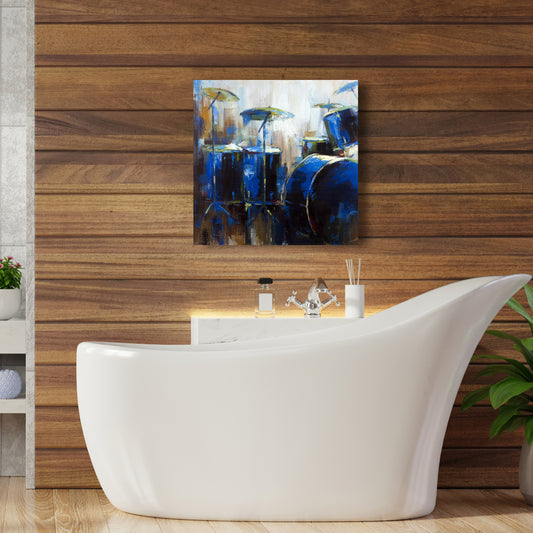 Industrial Blue Musical Canvas - Abstract Drums Home Decor
