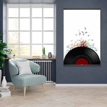 Vinyl Record Notes - Black Magnetic Canvas for Home Decor