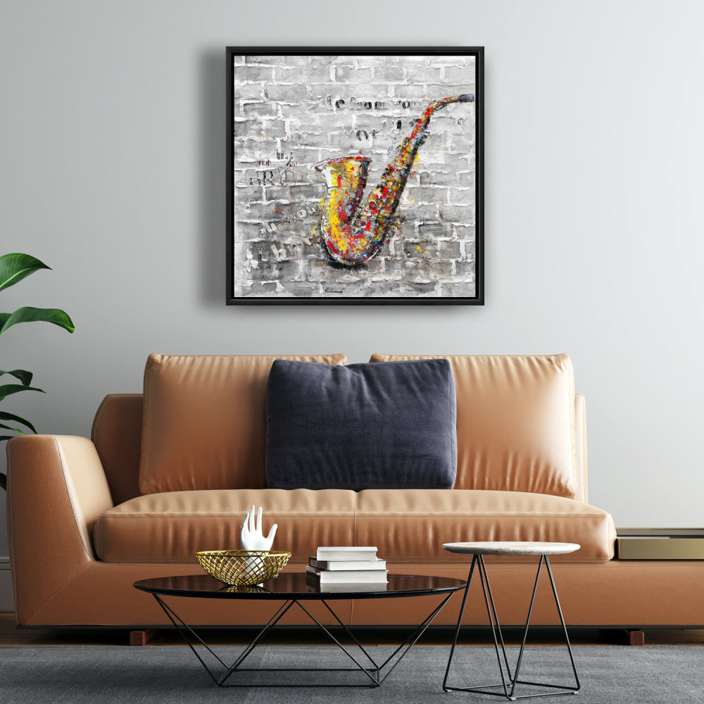 Toile Graffiti Saxophone - Décoration murale contemporaine pour chambre à coucher