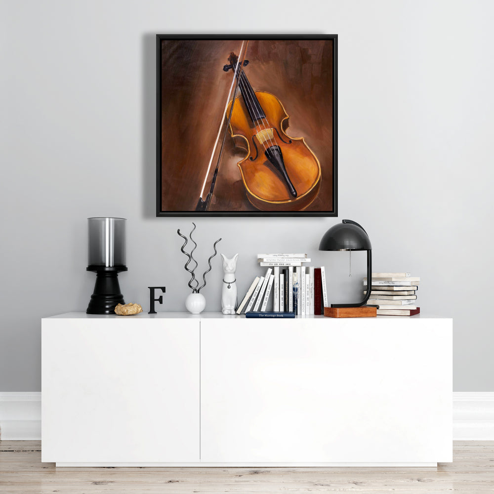 Toile musicale « Violon alto marron » | Décoration encadrée américaine