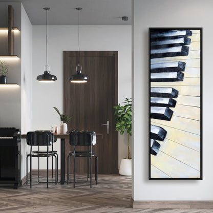 Toile encadrée moderne représentant un piano en gros plan – Décoration d'intérieur élégante