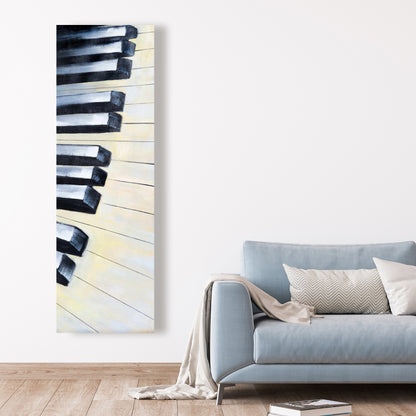 Piano Closeup Blue Canvas - Elegant Bedroom Decor Wall Art