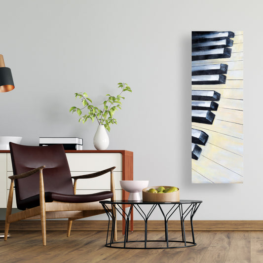 Piano Closeup Blue Canvas - Elegant Bedroom Decor Wall Art
