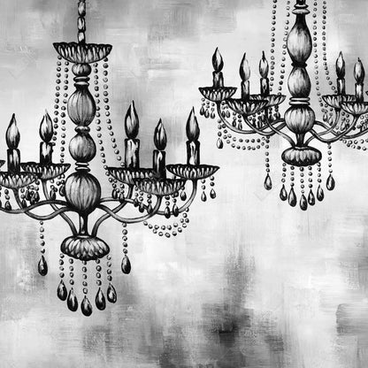 Two Crystal Chandeliers Canvas | White Kitchen Decor Art