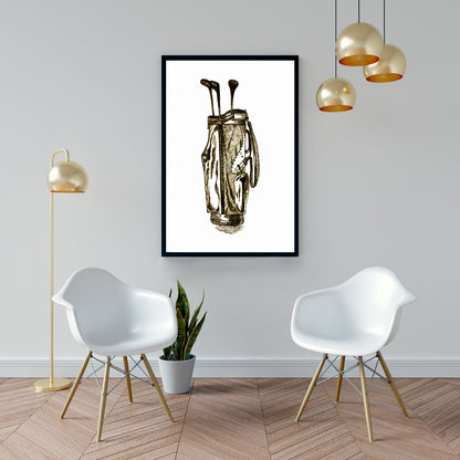 Illustration sur toile d'un sac de golf | Décoration d'intérieur pour homme