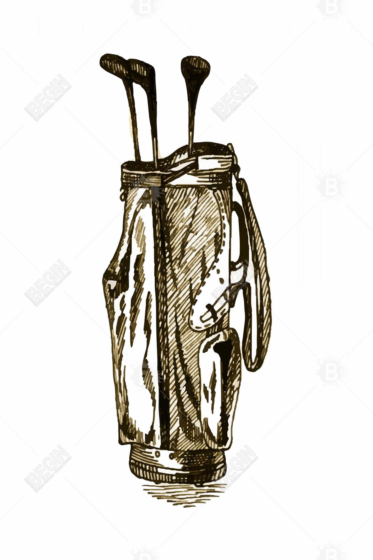Illustrative Brown Canvas: Golf Bag Art - Home Decor