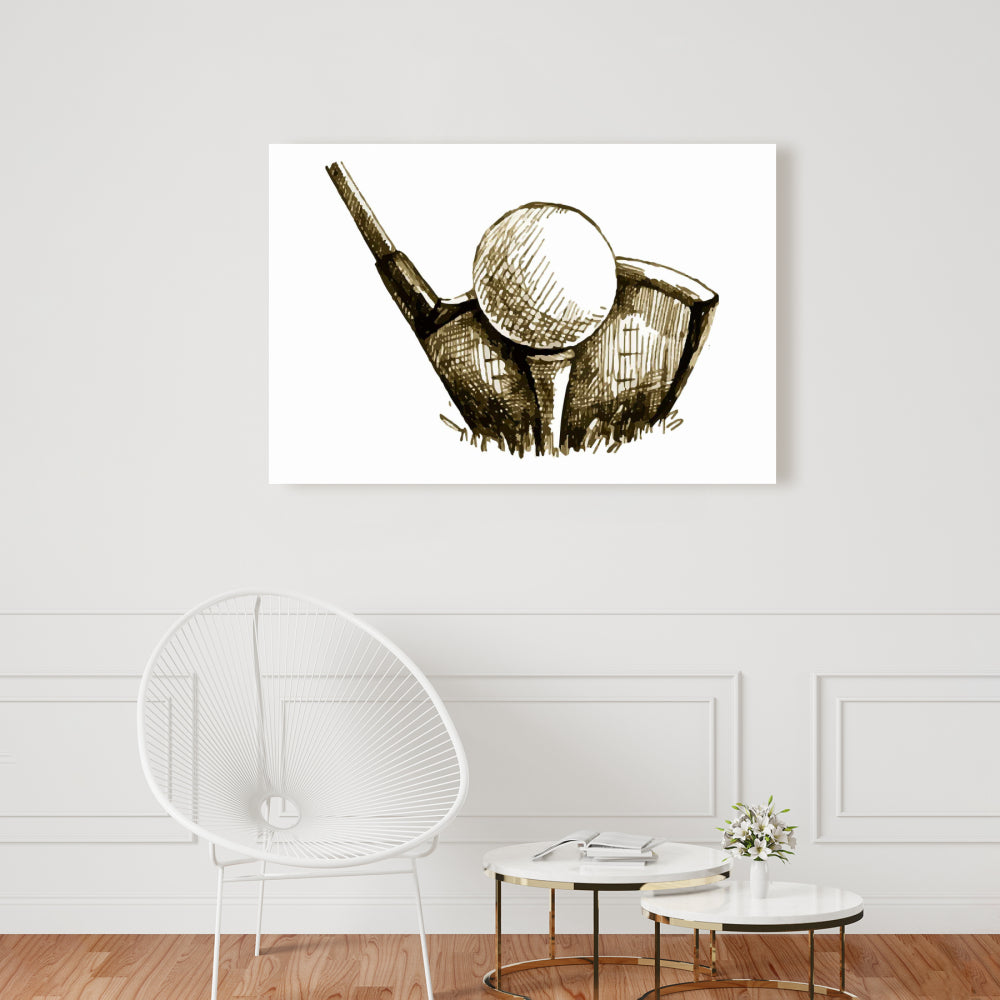 Illustration sur toile de balle de golf | Décoration pour homme - Sports et jeux