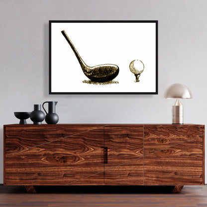 Illustration de club de golf sur toile | Cadre marron pour décor de caverne d'homme