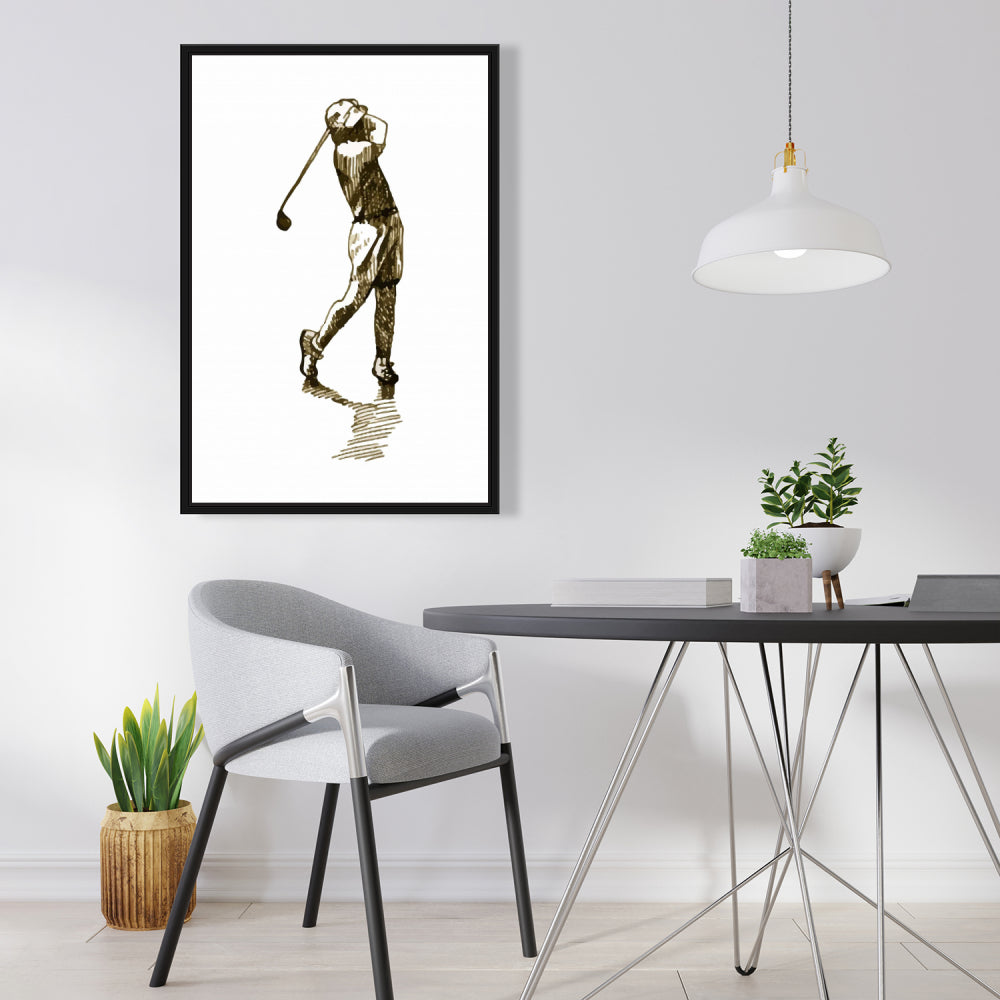 Toile encadrée représentant un golfeur - Décoration murale