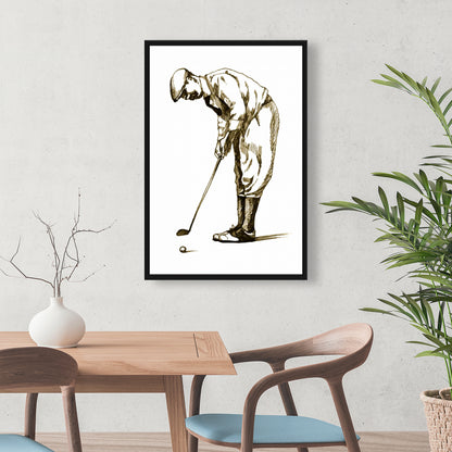 Toile encadrée « Golfeur concentré » – Illustration de décoration intérieure