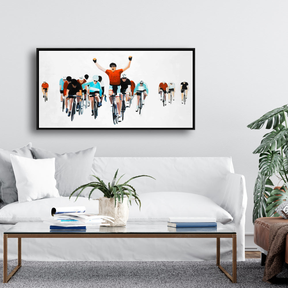 Cyclistes à la fin de la course | Toile de sport | Décoration d'intérieur par Blue Hobbies