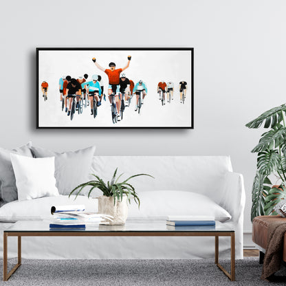 Cyclistes à la fin de la course | Toile de sport | Décoration d'intérieur par Blue Hobbies