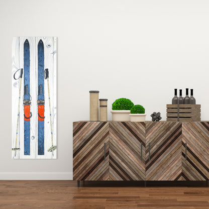 Vintage Blue Ski Canvas - Illustrative Living Room Decor