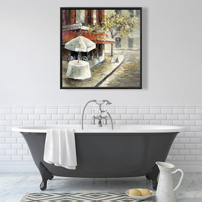 Décoration sur toile encadrée orange représentant une rue déserte et ensoleillée pour chambre à coucher