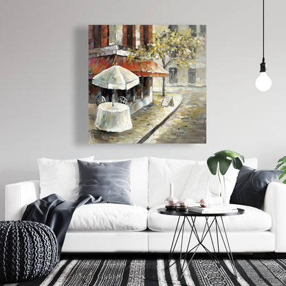 Deserted Sunny Street Canvas - Orange Trees Home Decor Art