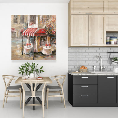 Sunny Restaurant Terrace Canvas | Contemporary Street Decor