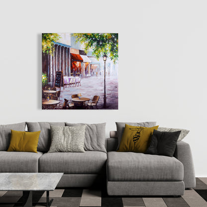 Outdoor Restaurant Street Scene Canvas - Modern Bedroom Decor