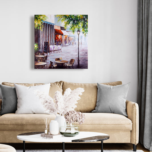 Outdoor Restaurant Street Scene Canvas - Modern Bedroom Decor