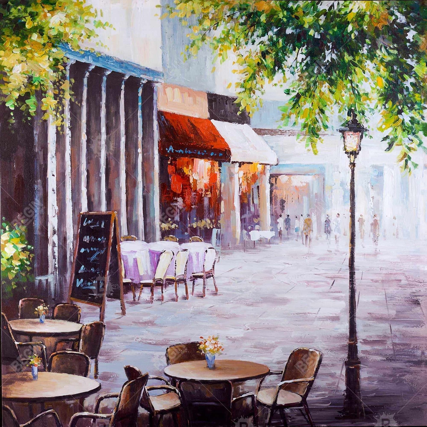 Outdoor Restaurant Street Scene Canvas - Modern Bedroom Decor