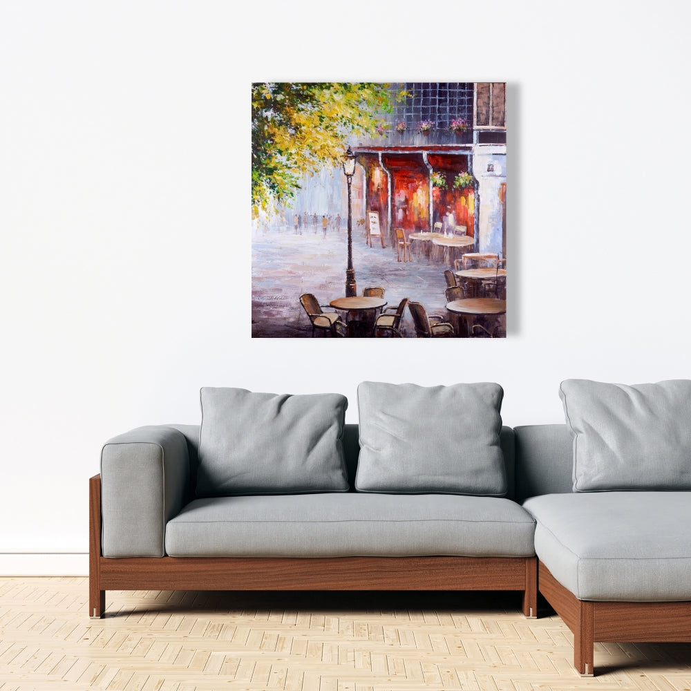 Outdoor Restaurant Canvas | Blue Bedroom Decor | Contemporary Art
