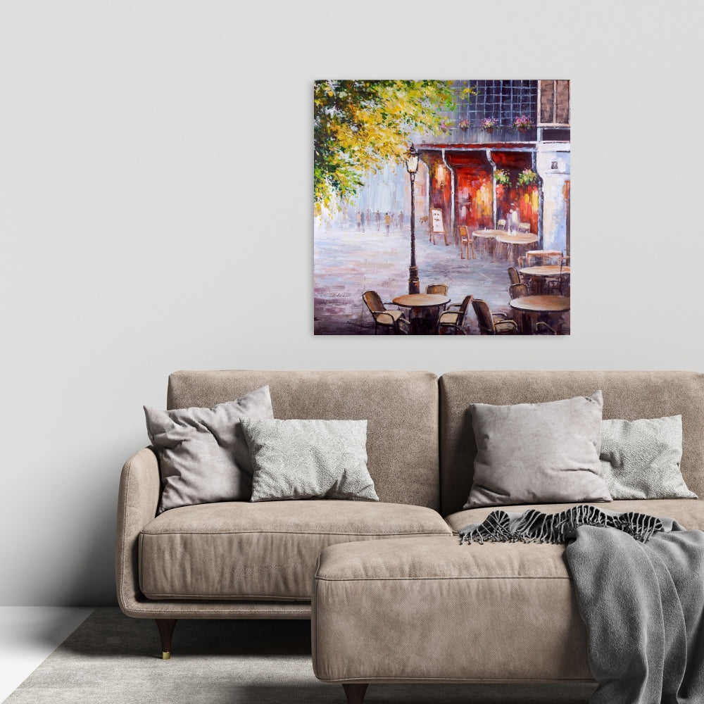 Outdoor Restaurant Canvas | Blue Bedroom Decor | Contemporary Art