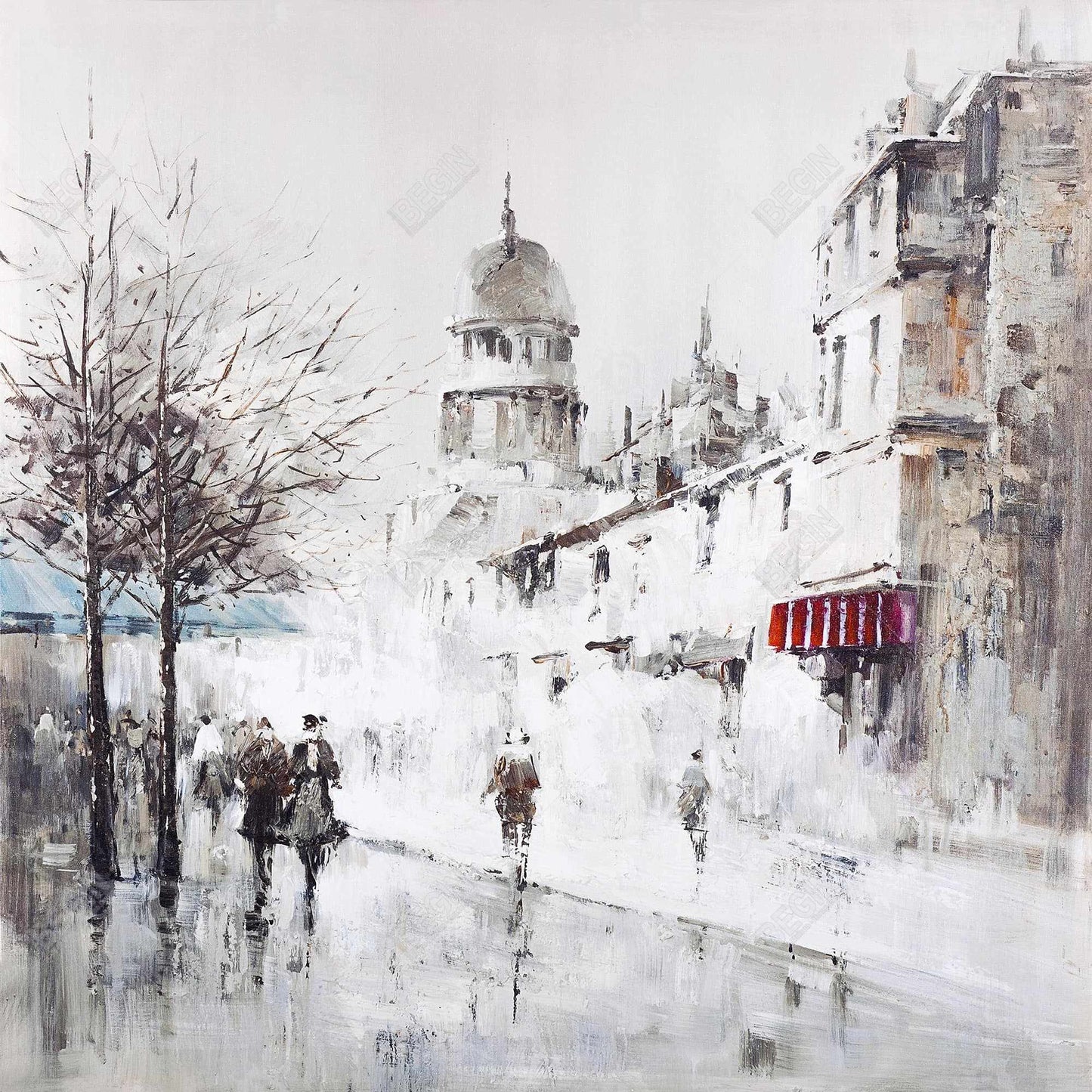 Toile « Rue de ville grise » | Décoration murale encadrée moderne