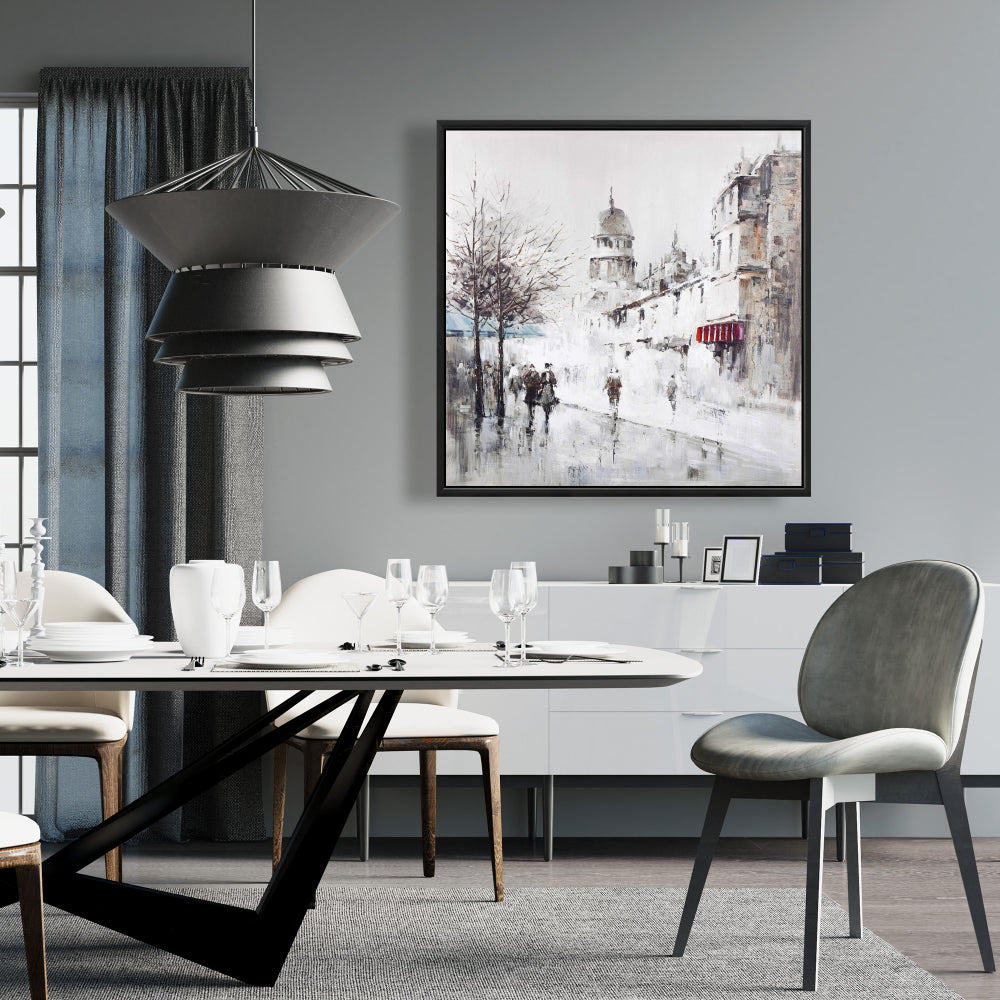 Toile « Rue de ville grise » | Décoration murale encadrée moderne
