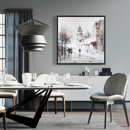 Toile « Rue de ville grise » | Décoration murale encadrée moderne