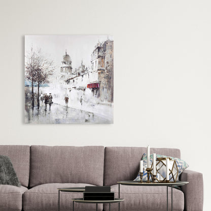 Gray City Street Canvas | Bedroom Wall Art Home Decor