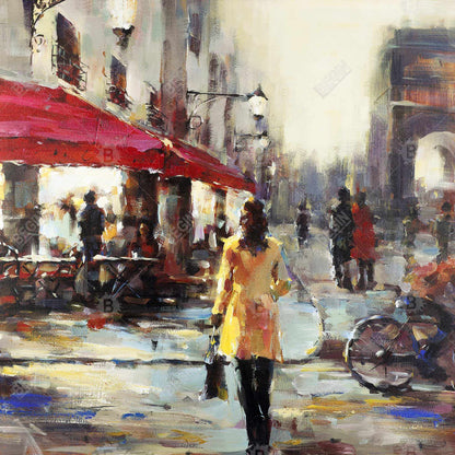 Toile contemporaine – Femme marchant à Paris | Décoration d'intérieur