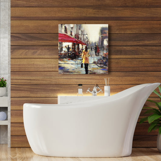 Woman Walking in Paris Canvas | Contemporary Bedroom Decor
