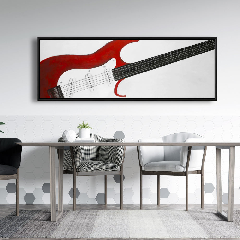 Red Rock Guitar Canvas - Contemporary Gray Frame Home Decor