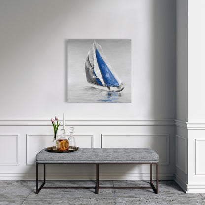 Gray and Blue Boat Sailing Canvas | Bedroom Marine Decor