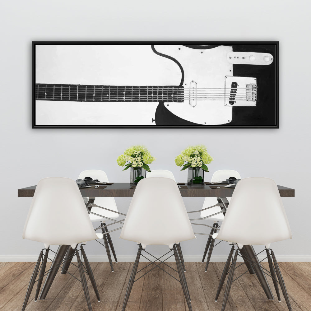 Toile grise pour chambre à coucher | Décoration murale encadrée avec guitare Black Rock