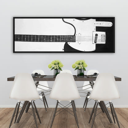 Toile grise pour chambre à coucher | Décoration murale encadrée avec guitare Black Rock