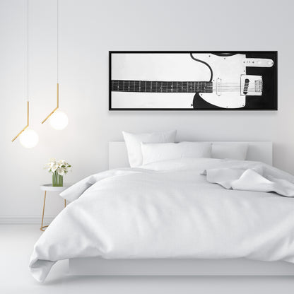 Toile grise pour chambre à coucher | Décoration murale encadrée avec guitare Black Rock