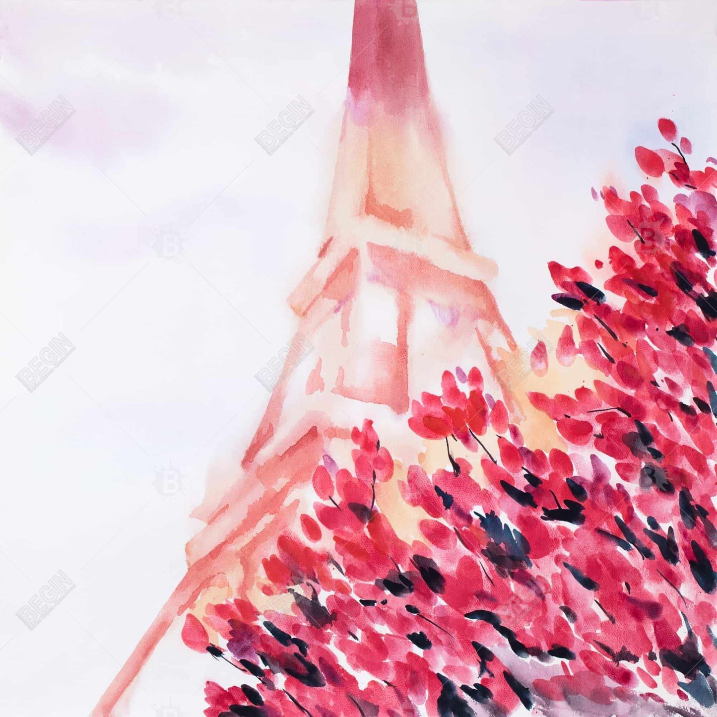Pink Eiffel Tower Canvas - Romantic Bedroom Flowers Decor
