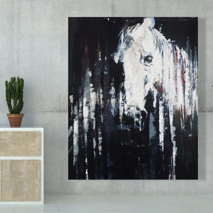 Abstract Horse Blue Canvas | Farm Animal Bedroom Decor