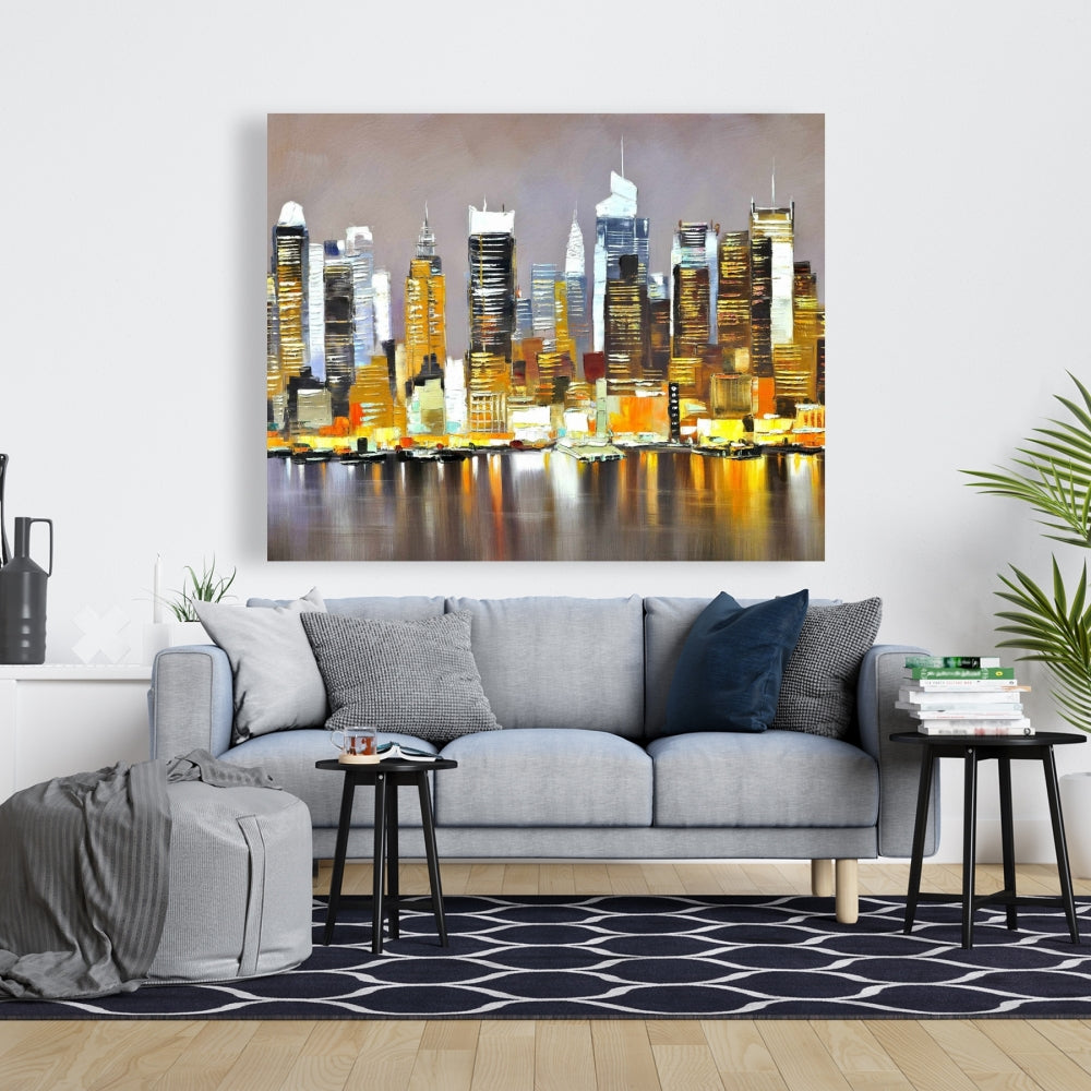 Texturized Skyscrapers by Night Canvas | Home Decor Wall Art